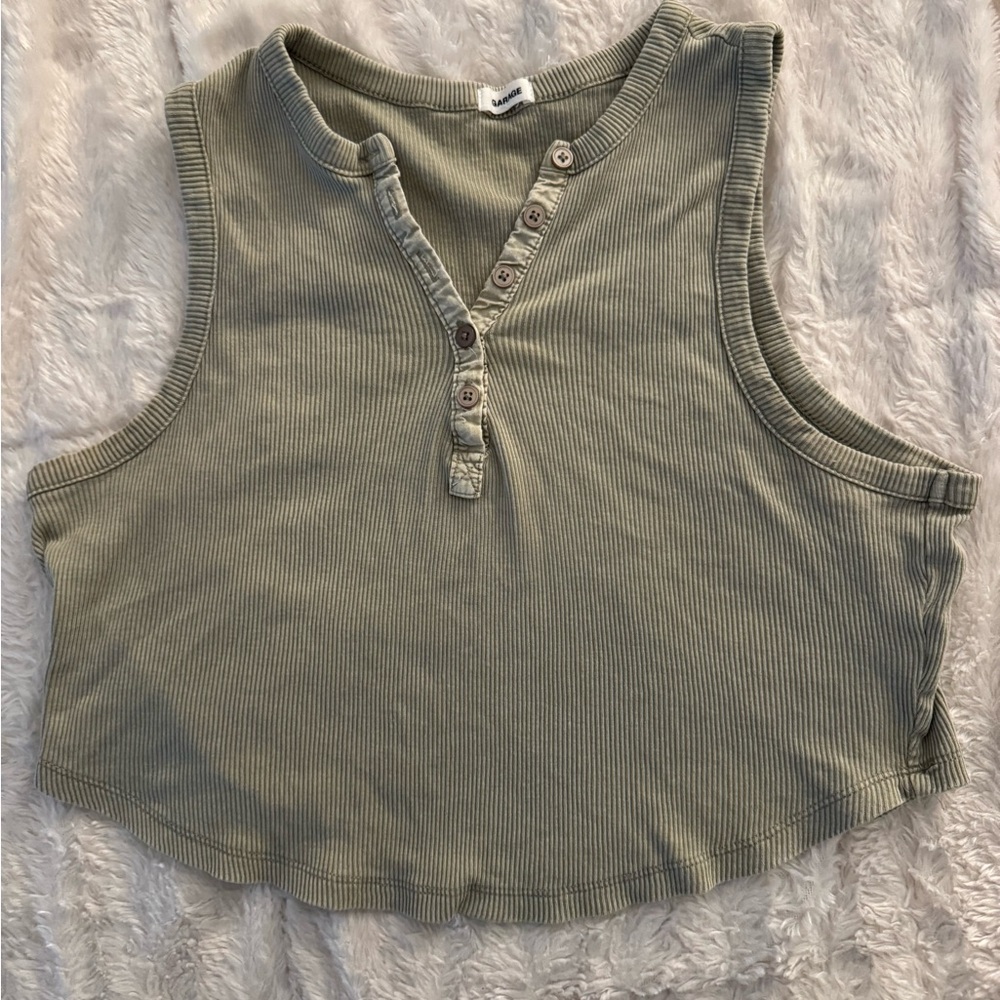 Green Garage Ribbed Sleeveless Crop Top